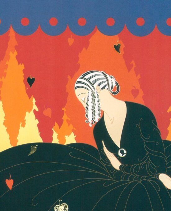 Vintage Erte Fashion Print: “Memories/Red Sea” Two-sided art book page