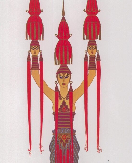 Erte Theatrical Costume vintage print “The Treasures of Indochina: The Lantern Bearer 1922