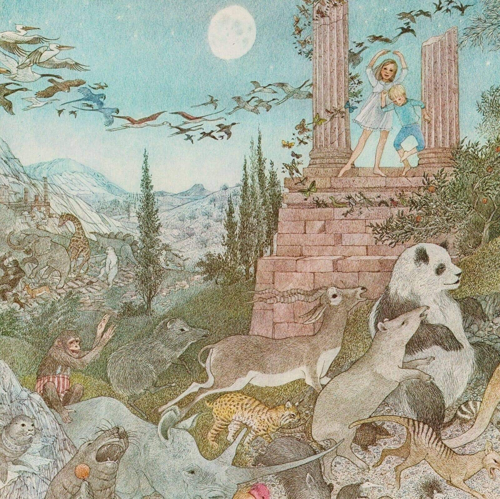 Vintage Nancy Ekholm Burkert Art Book Page Animals