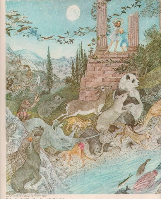 Vintage Nancy Ekholm Burkert Art Book Page Animals