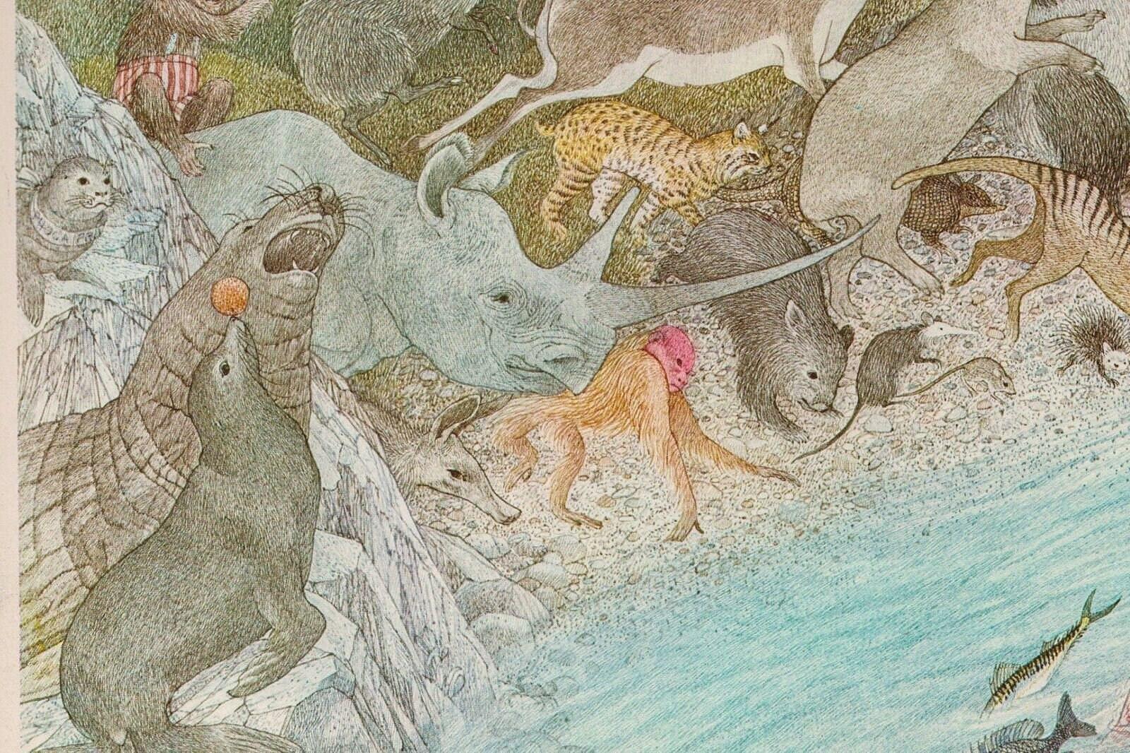 Vintage Nancy Ekholm Burkert Art Book Page Animals - Image 3