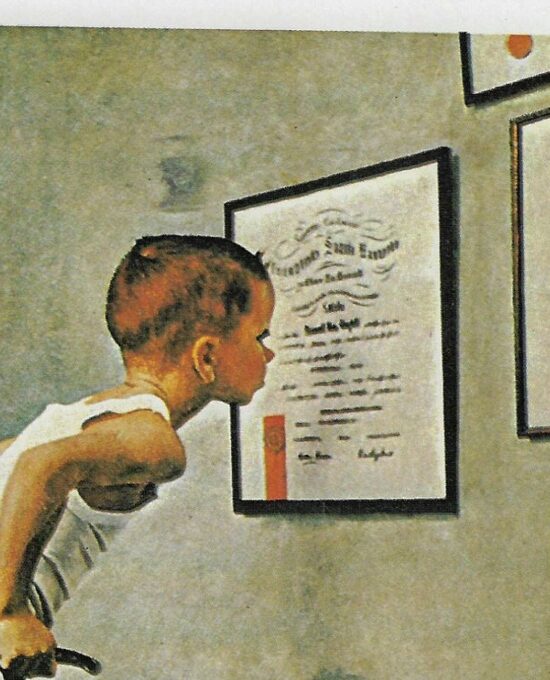 Norman Rockwell Vintage art book page “Before the Shot” March 1958