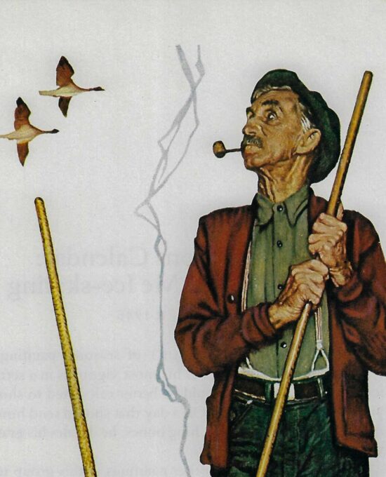 Norman Rockwell Vintage art book page “Grandpa and Me in Fall” Fall 1948