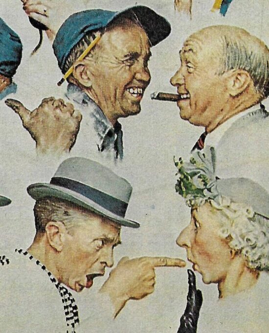 Norman Rockwell Vintage art book page “The Gossips”