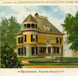 1891 Scientific American Antique Print: Fordham Heights Residence Victorian floorplan