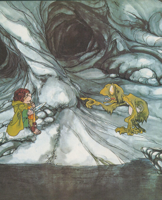 Antique Hobbit Illustration “Riddles in the dark” Vintage orphaned book page 1978
