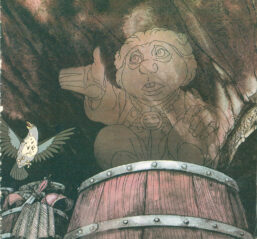 Antique Hobbit Illustration "Bilbo and the thrush" Vintage orphaned book page 1978