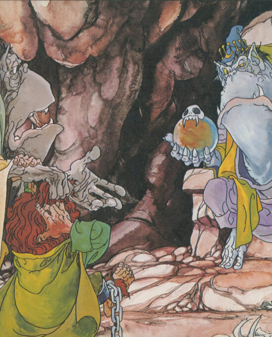 Antique Hobbit Illustration “Before the Great Goblin” Vintage orphaned book page 1978