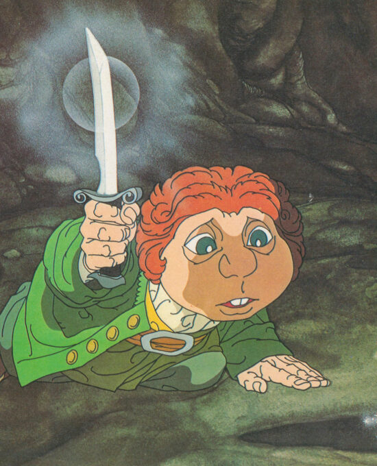 Antique Hobbit Illustration “Bilbo finds something in the dark” Vintage orphaned book page 1978