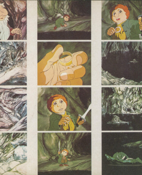 Antique Hobbit Illustration “Gollum’s lair collage” Vintage orphaned book page 1978