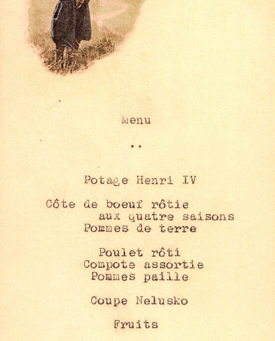 August 5, 1923 Hotel Krasnapolsky, Amsterdam dinner menu