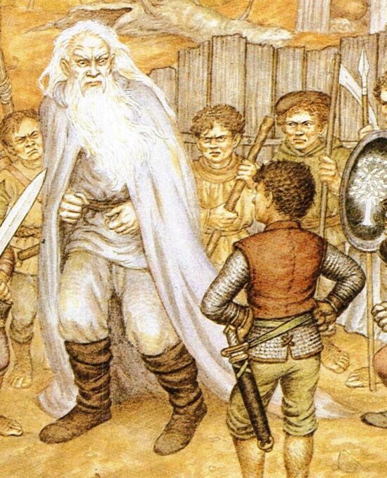 The Scouring of the Shire by Inger Edelfeldt from Return of the Shadow Vintage art-book page