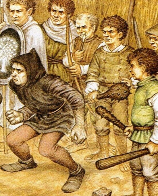 The Scouring of the Shire by Inger Edelfeldt from Return of the Shadow Vintage art-book page
