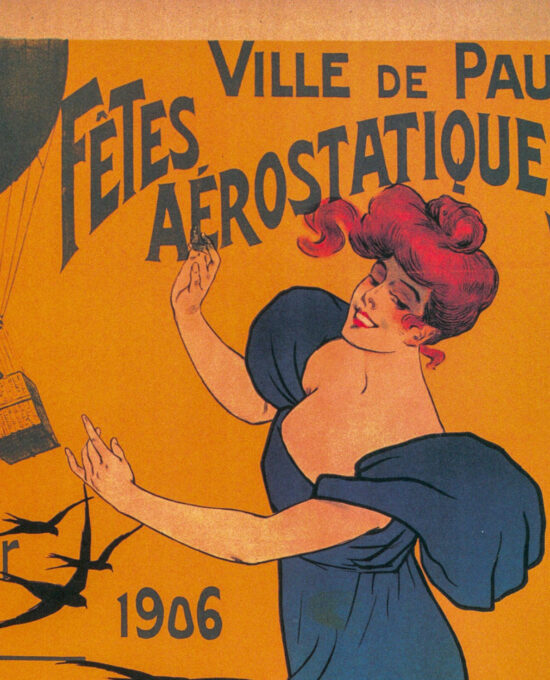Antique Aviation Art “Fetes Aerostatiques” 1906 Vintage art book page