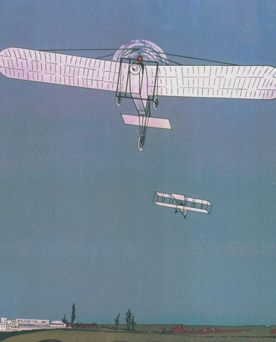 Antique Aviation Art Print: 1909 Doncaster Air Races Illustration