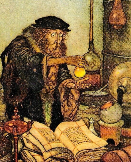 Hans Andersen stories Edmund Dulac “The Wind’s Tale” 1911 “He lifted it with a trembling hand…”
