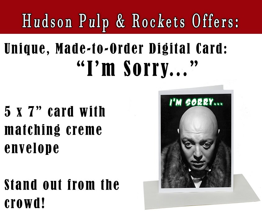 Apology Card "I'm Sorry" Creepy Art Greeting Card Retro Art Peter Lorre alternate history geekry black and white gag gifts unique penitent - Image 2