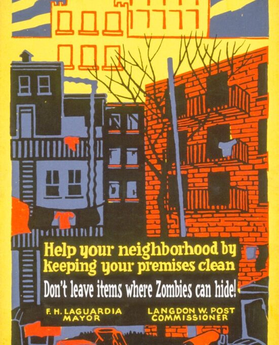 Custom Wall Art “Keep Neighborhoods Clean” Zombie Fan Poster WPA print