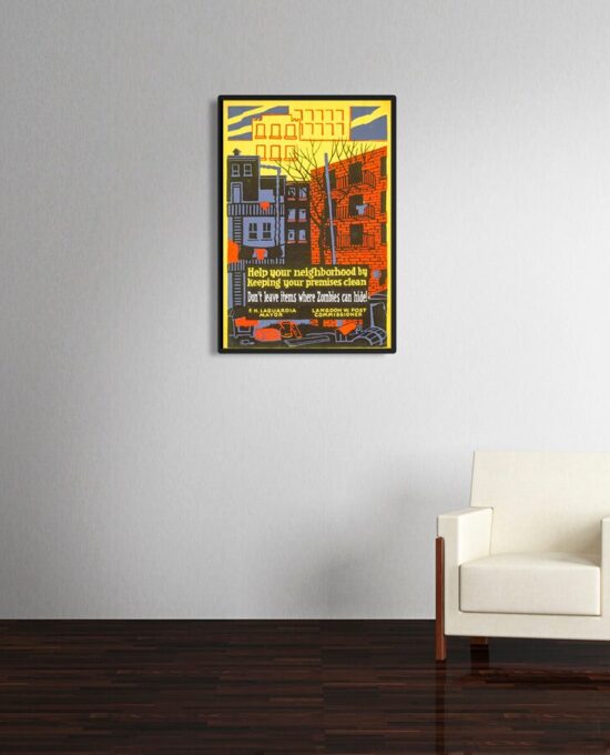 Custom Wall Art “Keep Neighborhoods Clean” Zombie Fan Poster WPA print
