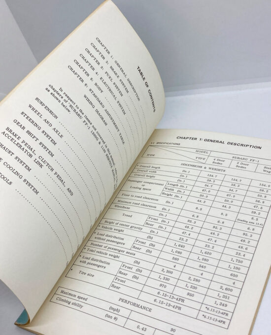 Subaru FF-1 1100 Service Manual 1970 (?) Complete