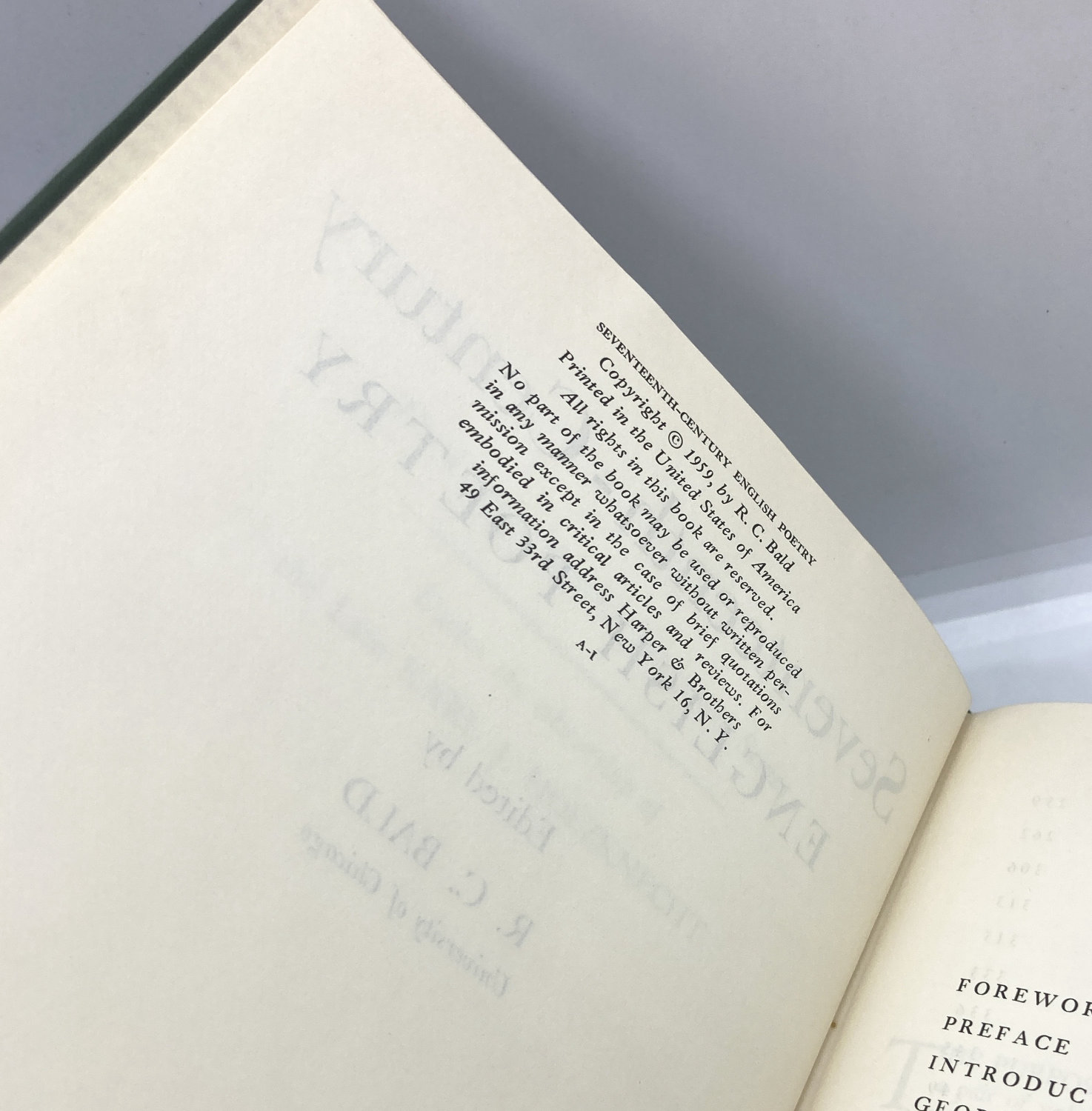 17th Century English Poetry Hardcover Harper 1959 First Edition - Image 5