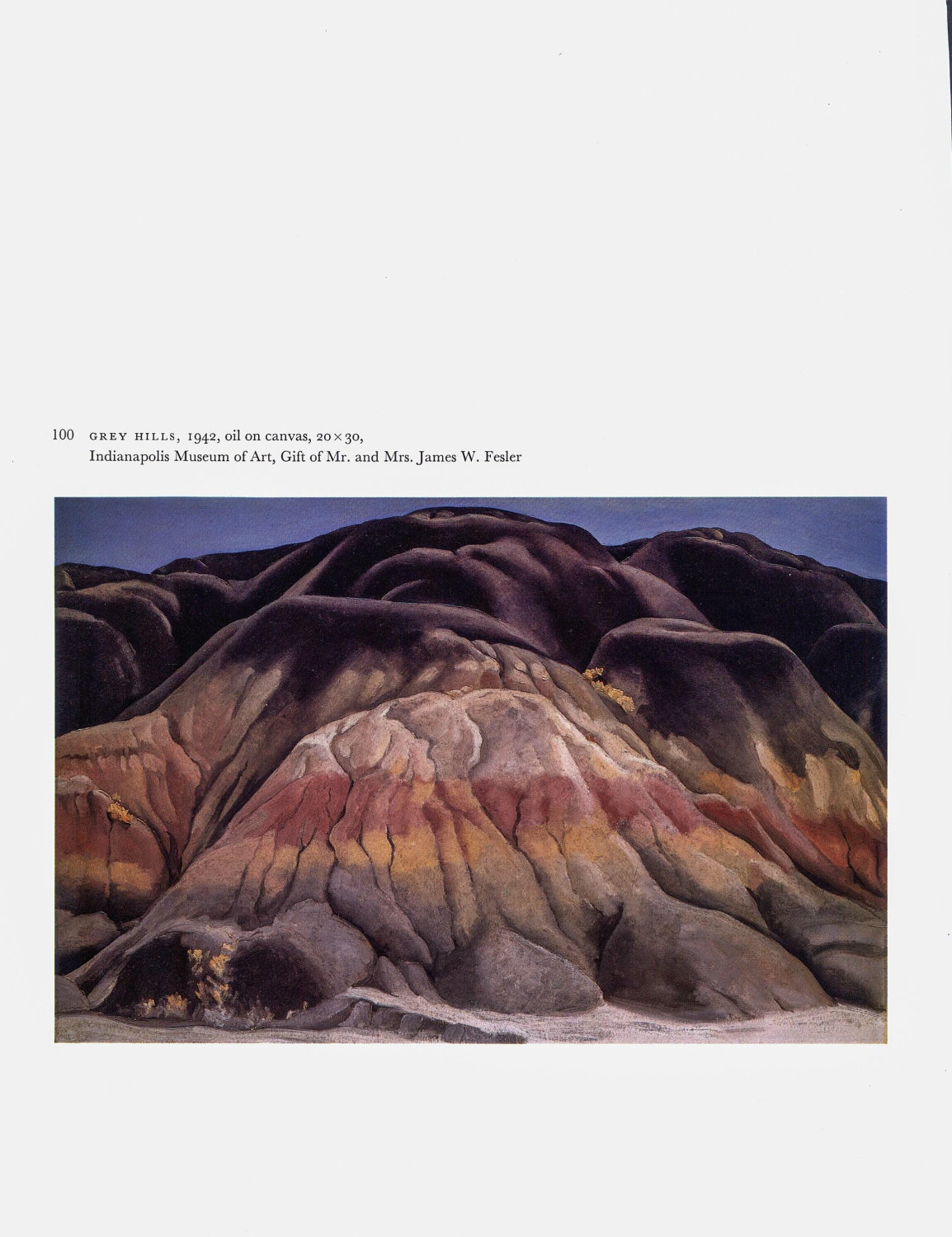Georgia O'Keeffe Vintage Art Book Page: Grey Hills / Pelvis with Shadows - Image 2