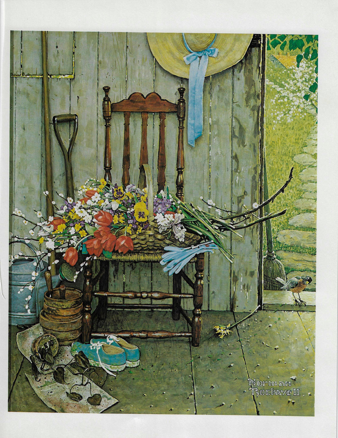 Norman Rockwell Vintage art book page "Spring Flowers" 1969 - Image 3