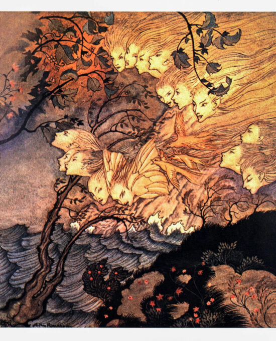 The Tempest Arthur Rackham 1926 art “… and sometimes voices” Color vintage art book page