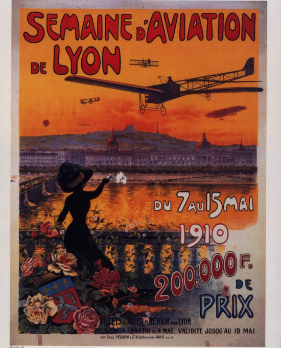 1910 Aviation Print: Antique French Flight Illustration, Lyon Air Show