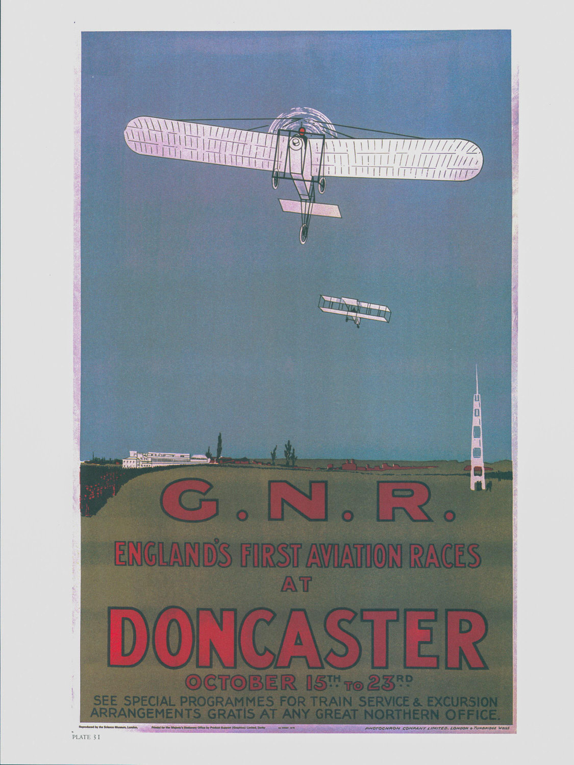 Antique Aviation Art Print: 1909 Doncaster Air Races Illustration - Image 2