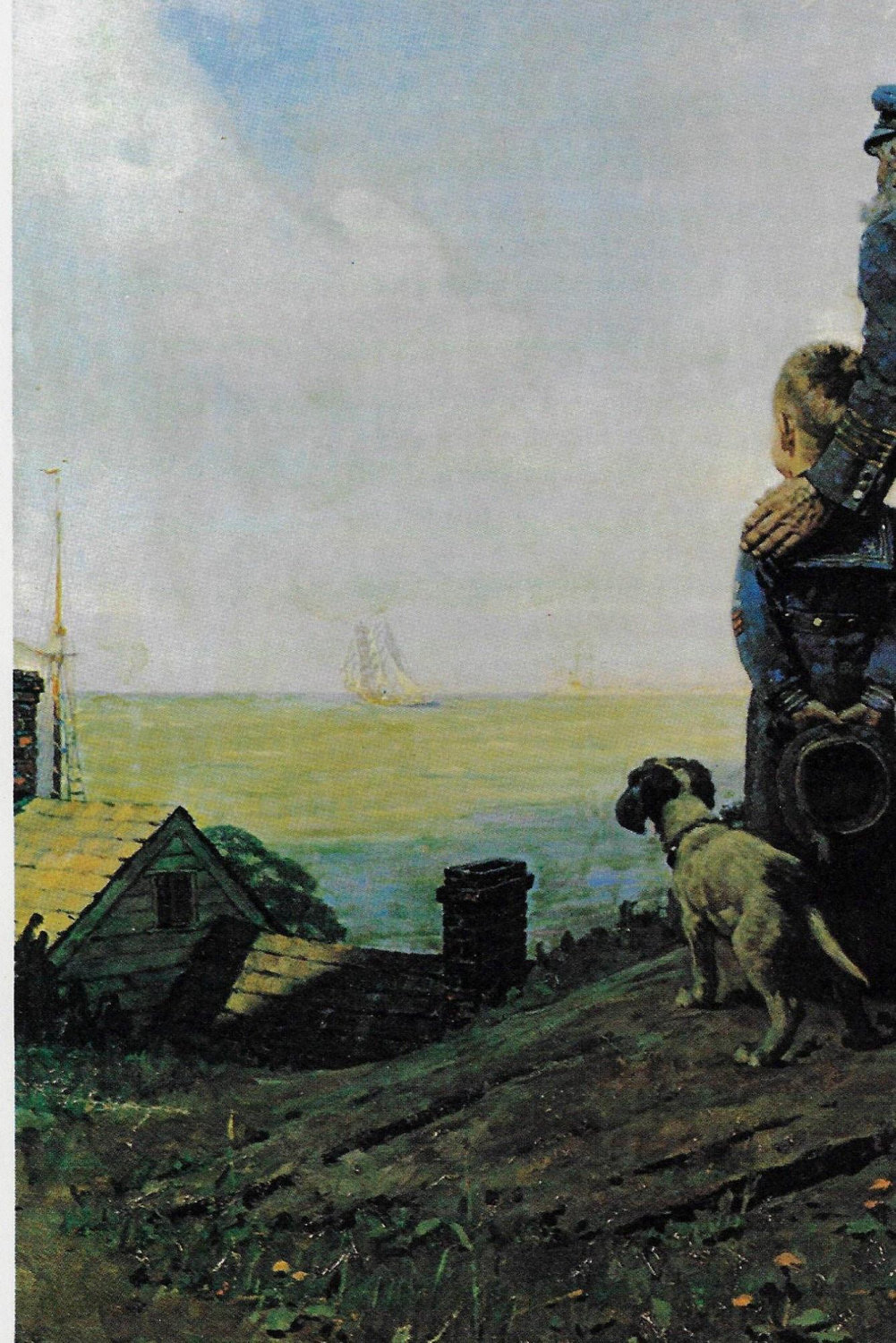 Norman Rockwell Vintage art book page "Looking Out To Sea" 1919 - Image 2