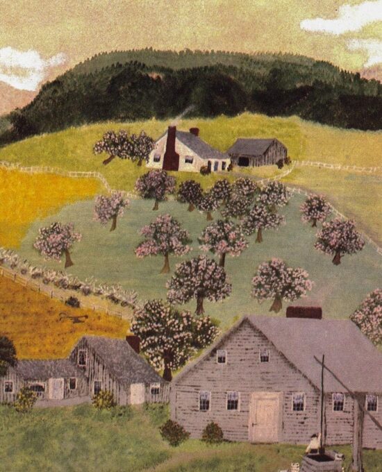 Grandma Moses “The Old Oaken Bucket”  Vintage book page 13 x 12″ Folk art / Americana