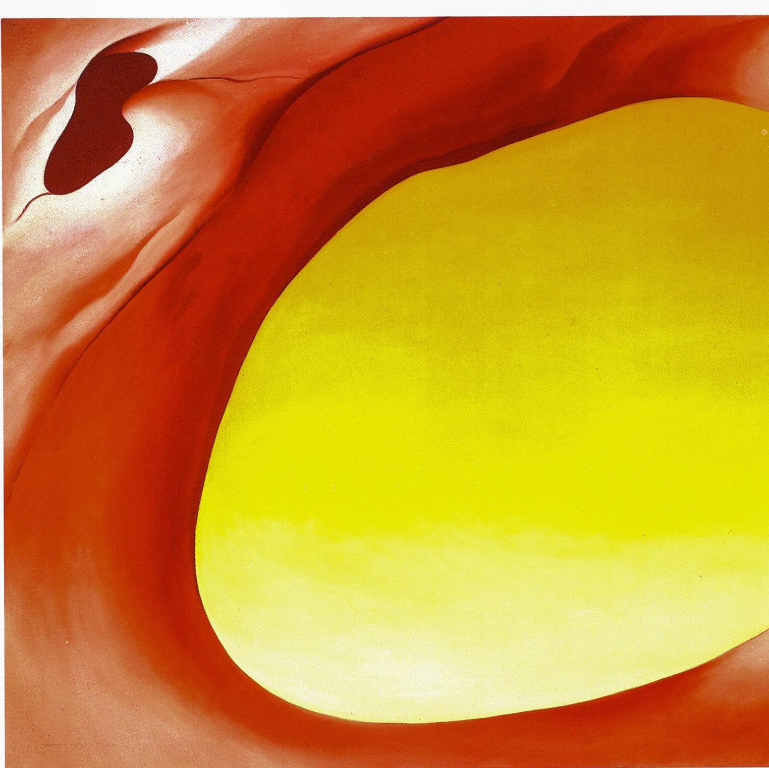 Georgia O'Keeffe "Pelvis Series - Red with Yellow / Pedernal" 1945 Two-sided vintage art book page