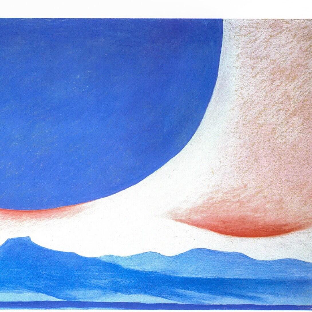 Georgia O'Keeffe "Pelvis Series - Red with Yellow / Pedernal" 1945 Two-sided vintage art book page - Image 3