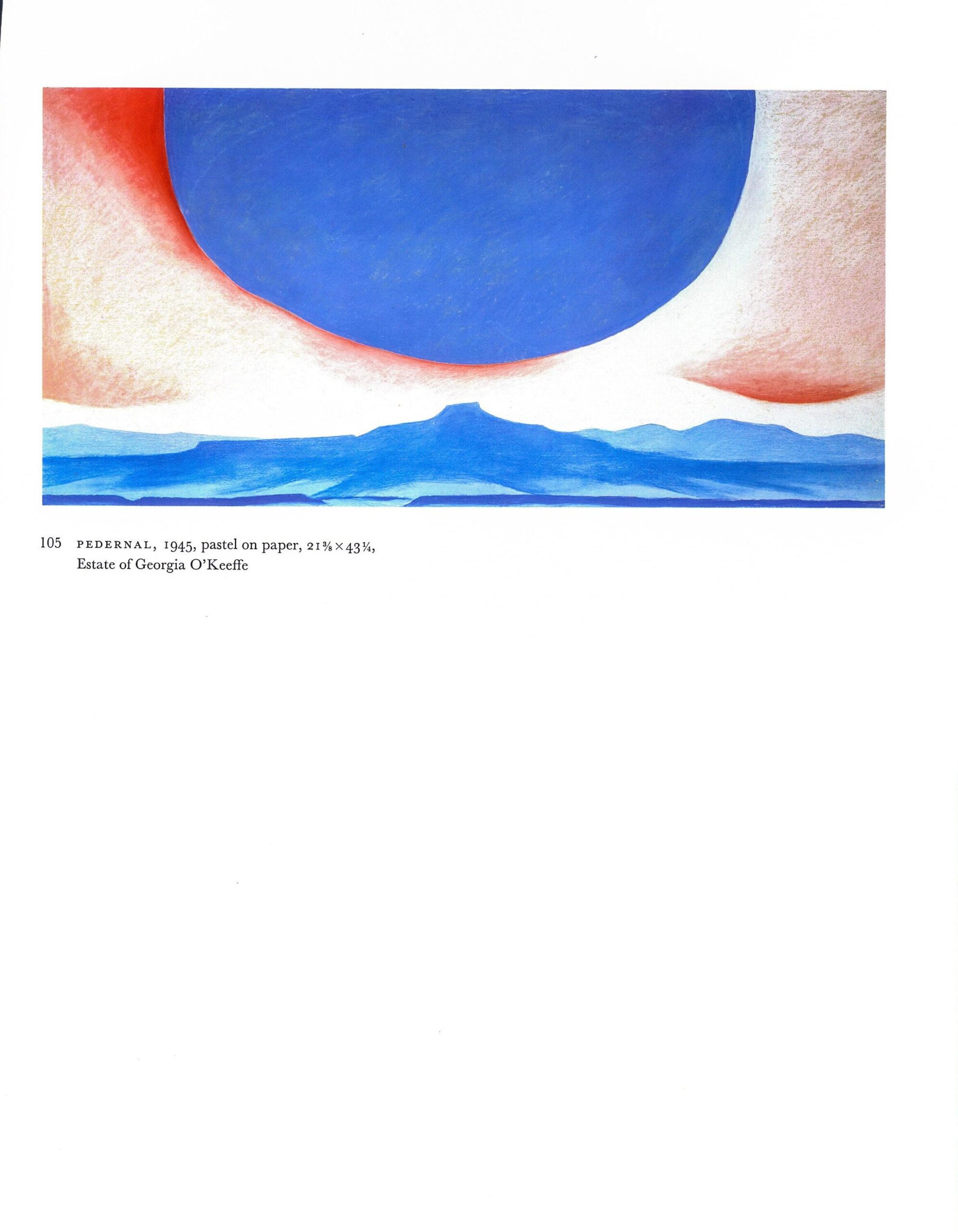 Georgia O'Keeffe "Pelvis Series - Red with Yellow / Pedernal" 1945 Two-sided vintage art book page - Image 4