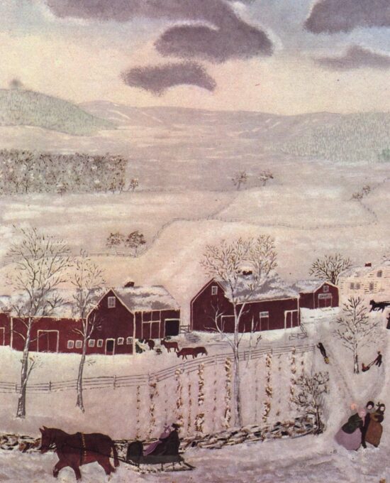 Grandma Moses Vintage book page print “Mt. Nebo in Winter” 1943