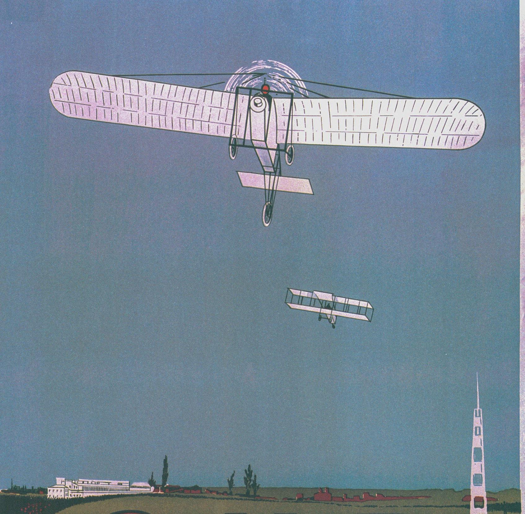 Antique Aviation Art Print: 1909 Doncaster Air Races Illustration