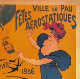 Antique Aviation Art "Fetes Aerostatiques" 1906 Vintage art book page