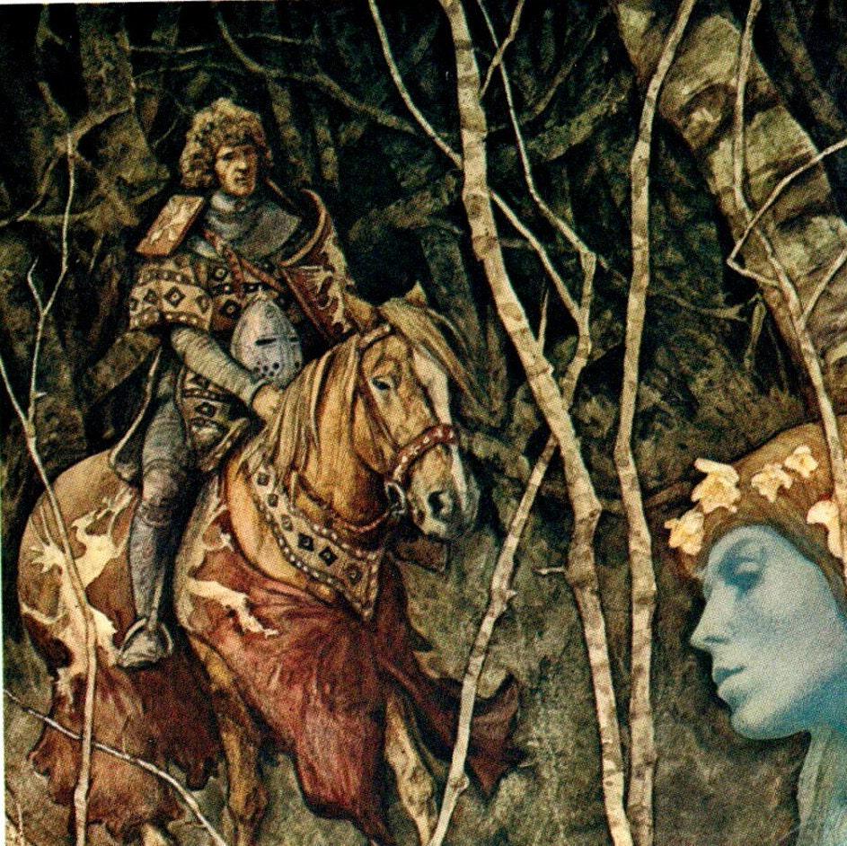 Brian Froud Art Print: Elfin Maid, Knight in Woodland, Vintage Book Page - Image 2