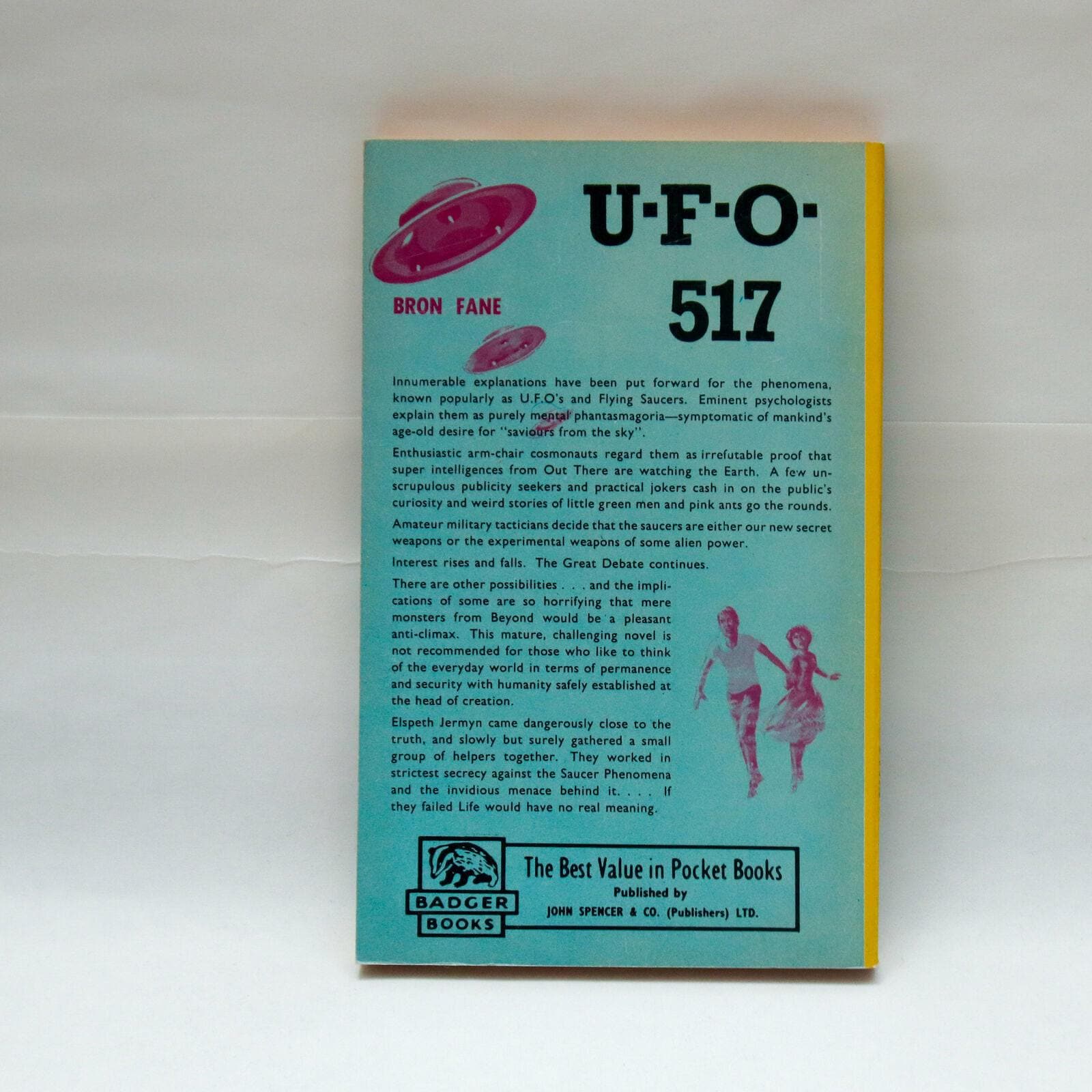 Campy pulp science fiction "UFO 517" 1965 Bron Fane Badger Books - Image 2