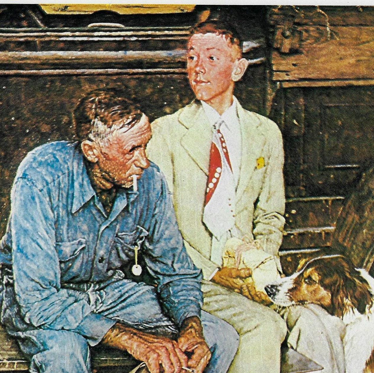 Norman Rockwell Vintage art book page "Breaking Home Ties" September 1954