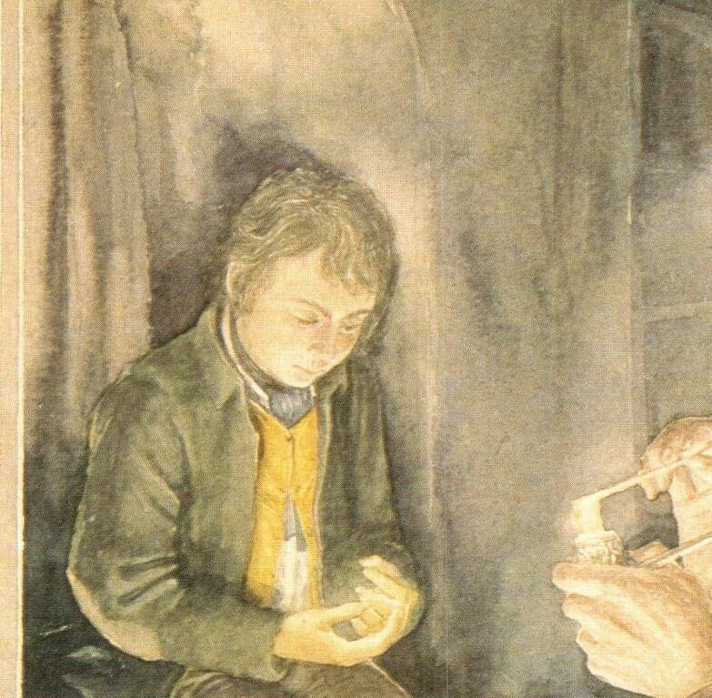 Frodo and Gandalf by Alan Lee from The Fellowship of the Ring Vintage art-book page - Image 2