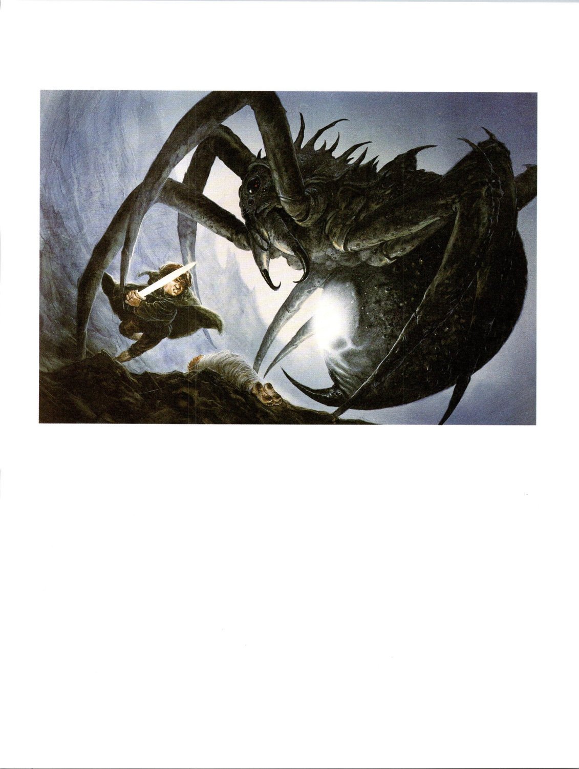 Sam and Shelob by John Howe from The Two Towers Vintage art-book page - Image 3