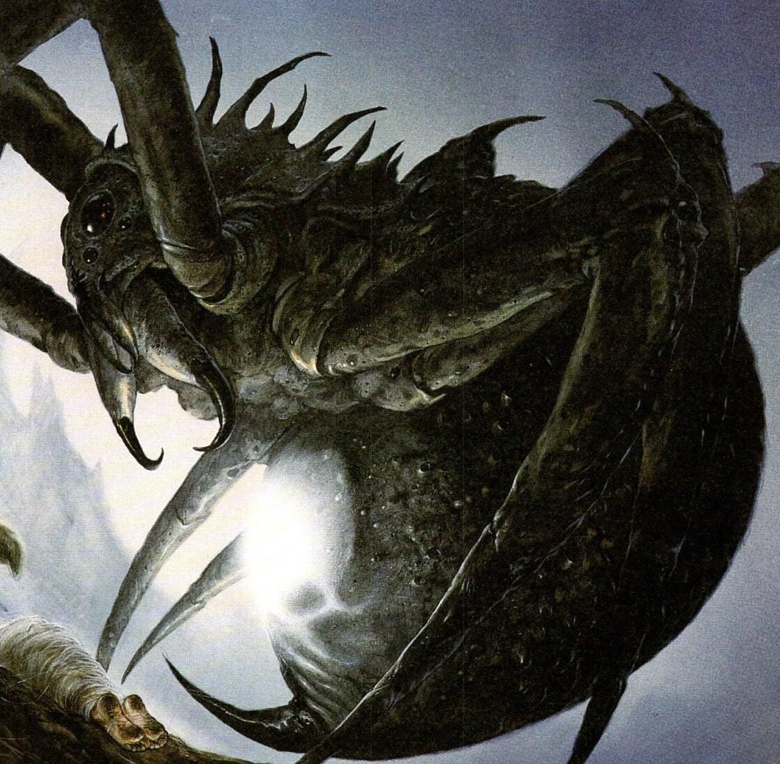 Sam and Shelob by John Howe from The Two Towers Vintage art-book page - Image 2