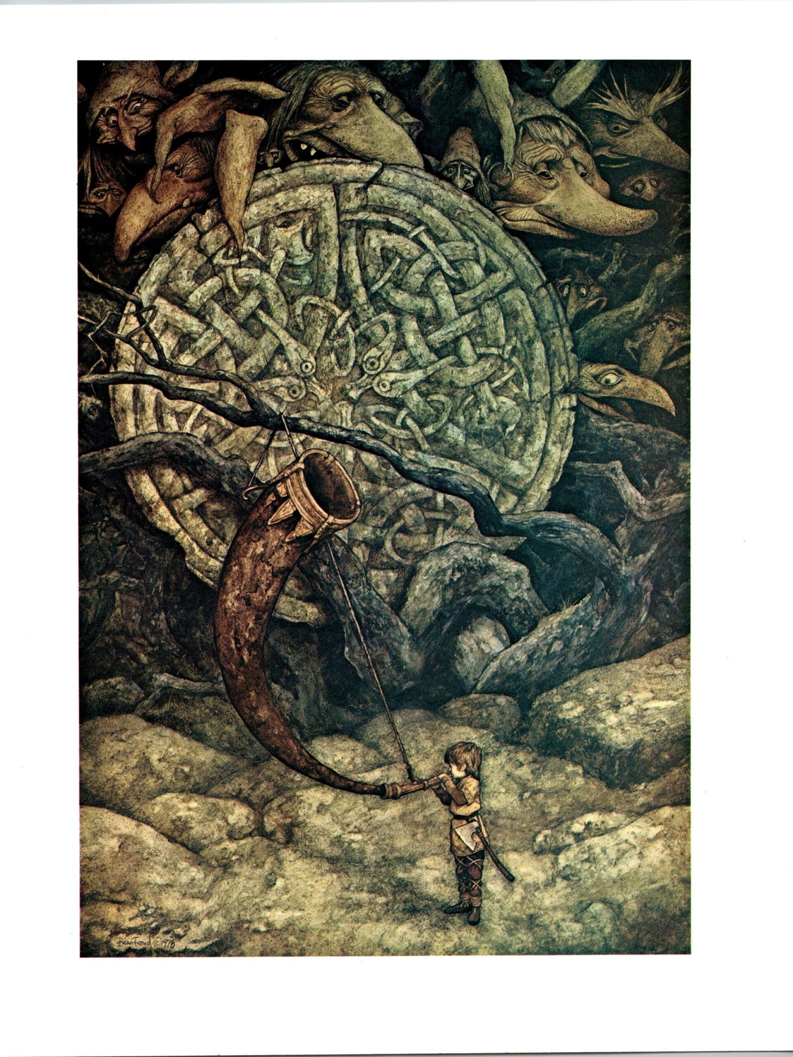 Brian Froud Art Print: Boy with Horn, Vintage Book Page (1976) - Image 3